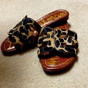 Sam Edelman Leopard Print Fur Bay Slides Sandals